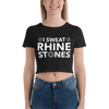 I Sweat Rhinestones Form-Fitting Crop-Top