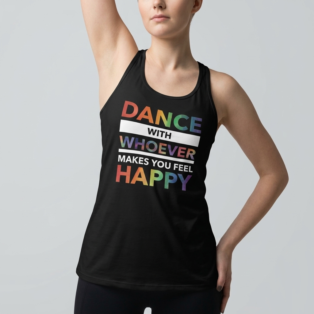 Dance with Happy PRIDE EDITION Form-Fitting Racerback Tank