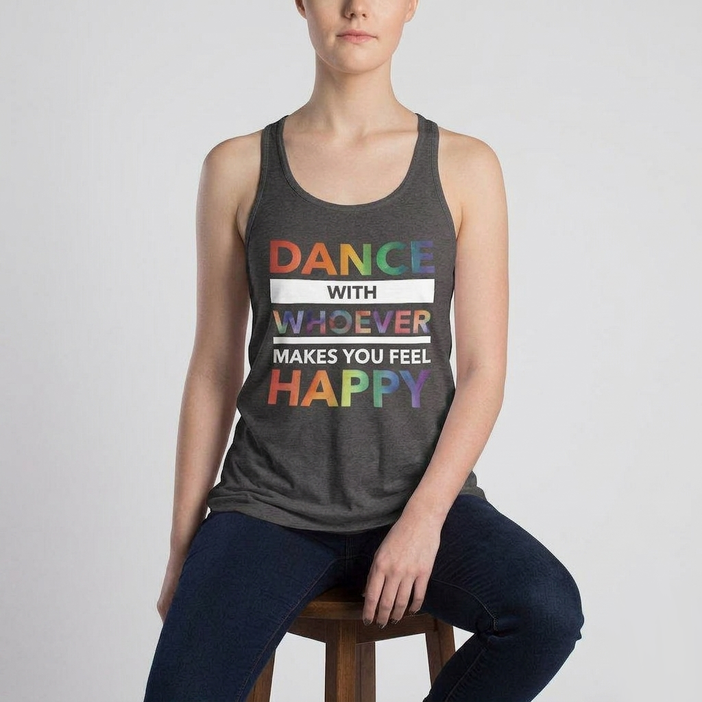Dance with Happy PRIDE EDITION Form-Fitting Racerback Tank