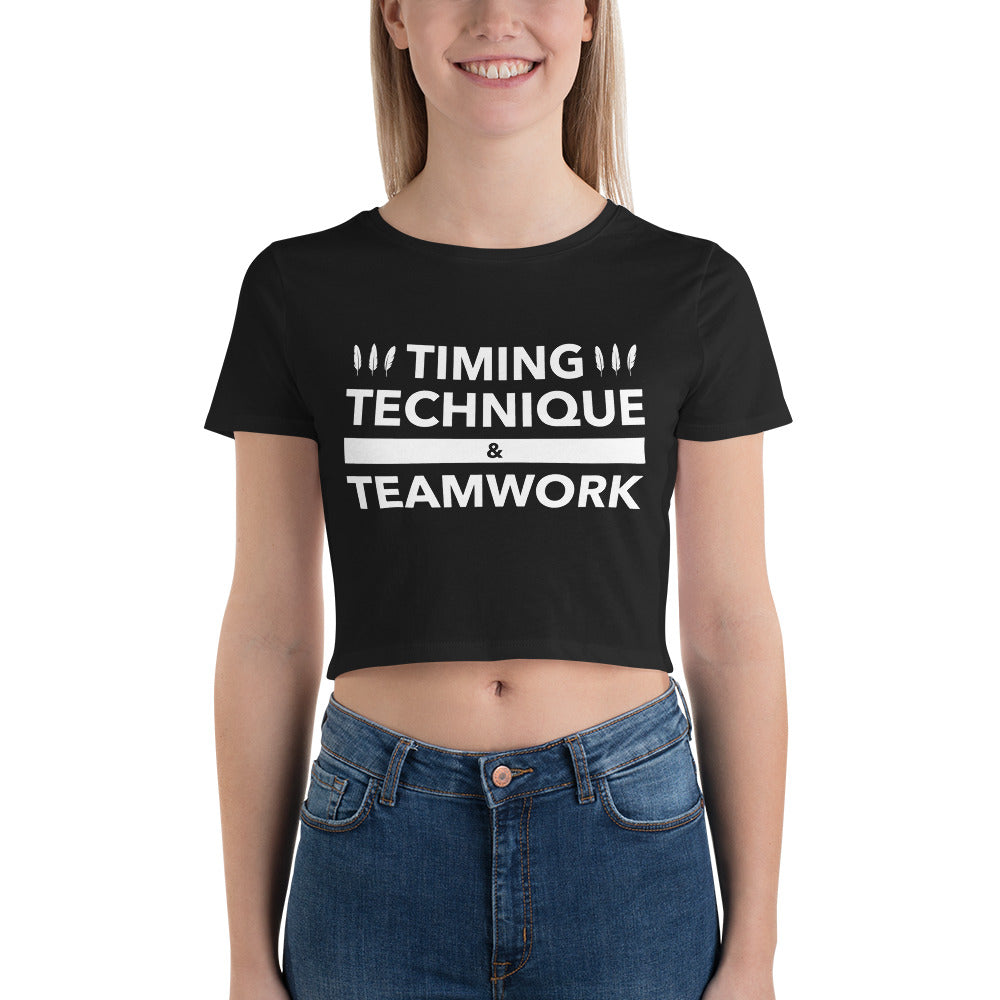 Timing, Technique, and Teamwork Form-Fitting Crop Top