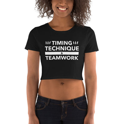 Timing, Technique, and Teamwork Form-Fitting Crop Top