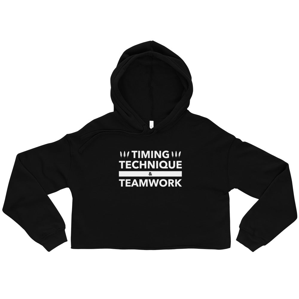 Timing, Technique, and Teamwork Unisex Crop Hoodie